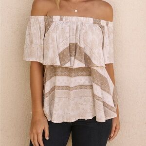 Show Me Your Mumu Off Shoulder Bungalow Top Boho Festival Blouse Peasant Ruffle